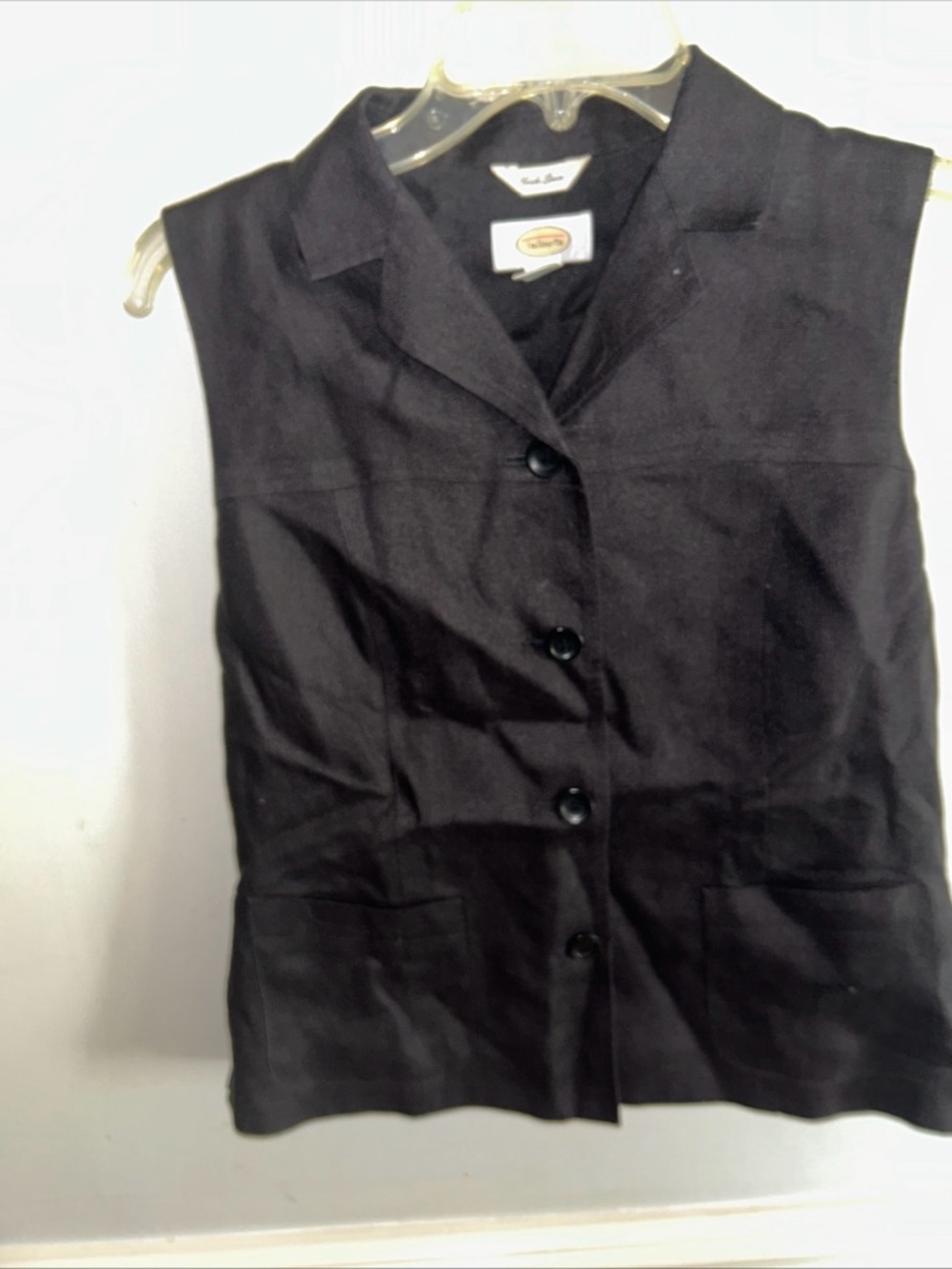 Talbots Black Sleeveless Button-Front Blouse